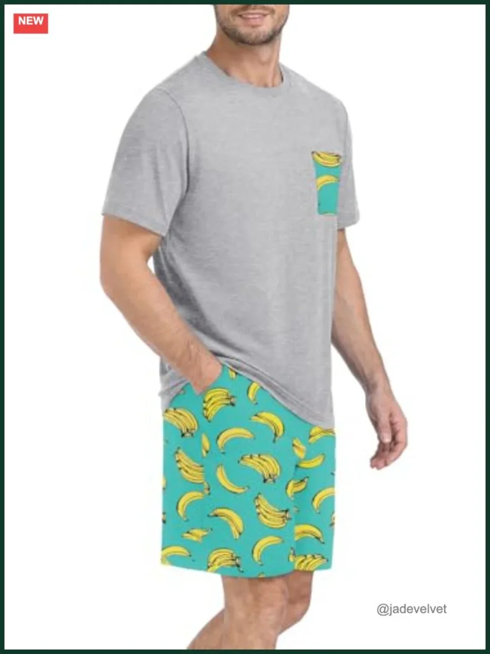 Mens Pajama Sets Short Sleeve Sleepwear with Pockets Lightweight Quick Dry